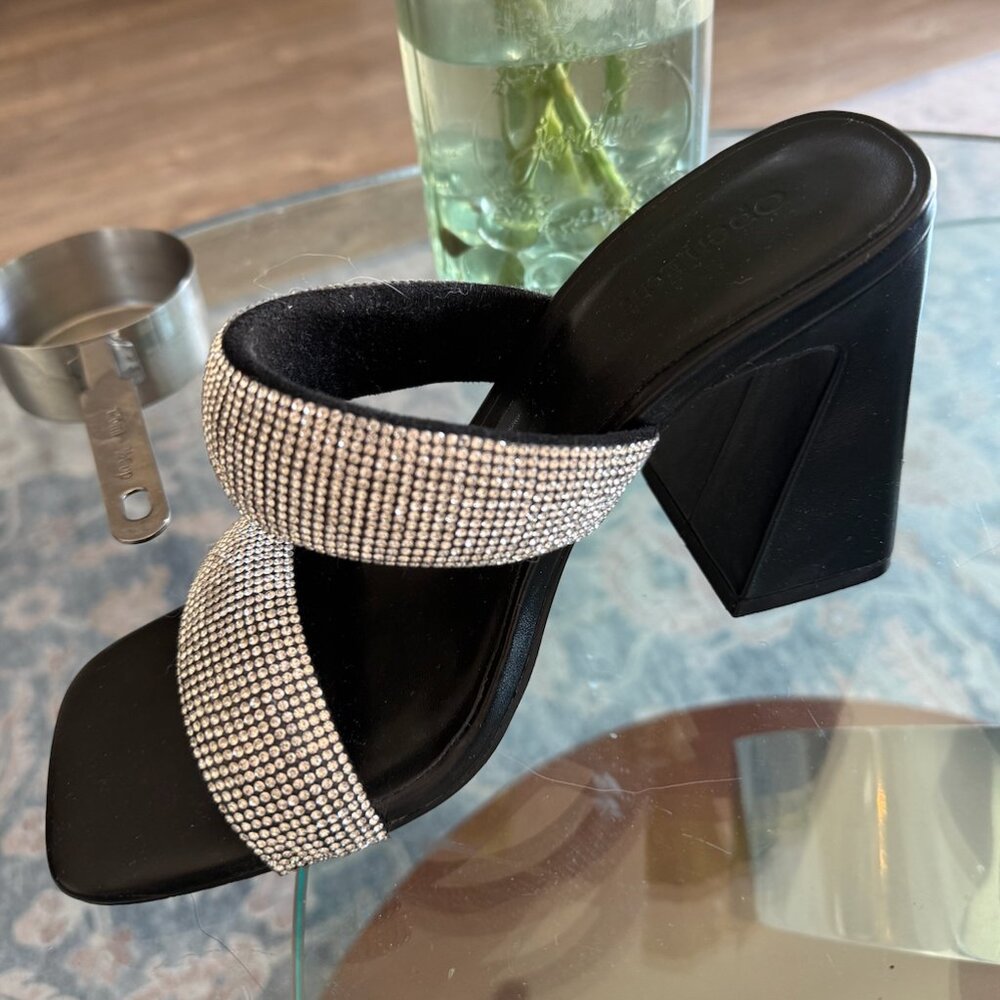 Open Edit Sasha Rhinestone Sandal - 7M - Black